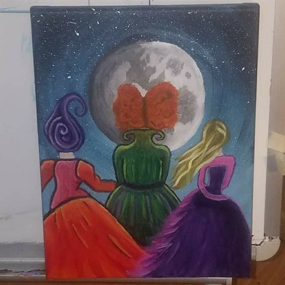 Hocus Pocus Art Hand Painted Original Canvas 9×12 - Picture 2 of 2